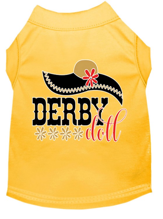 Derby Doll Screen Print Dog Shirt Yellow XL